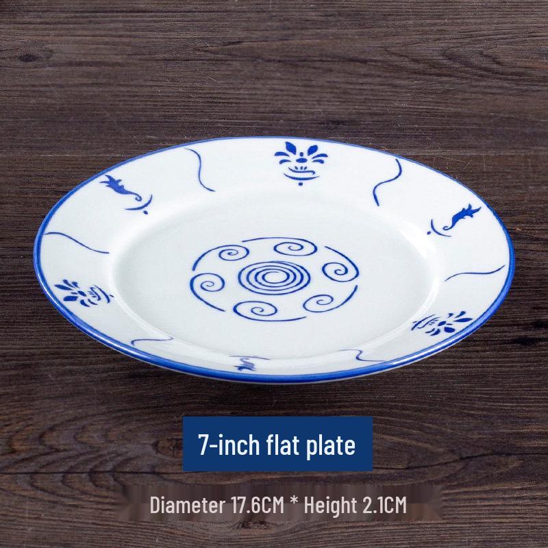 Винтажная керамическая сине-белая цветочная ваза с бамбуком - Посуда в деревенском стиле, идеально подходит для риса и лапши