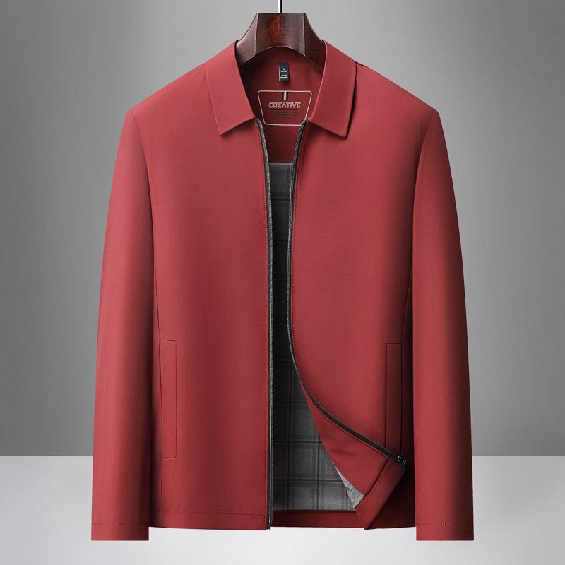 Мужская однотонная куртка с лацканами на весну и осень - Business Casual, Универсальная одежда для папы среднего возраста
