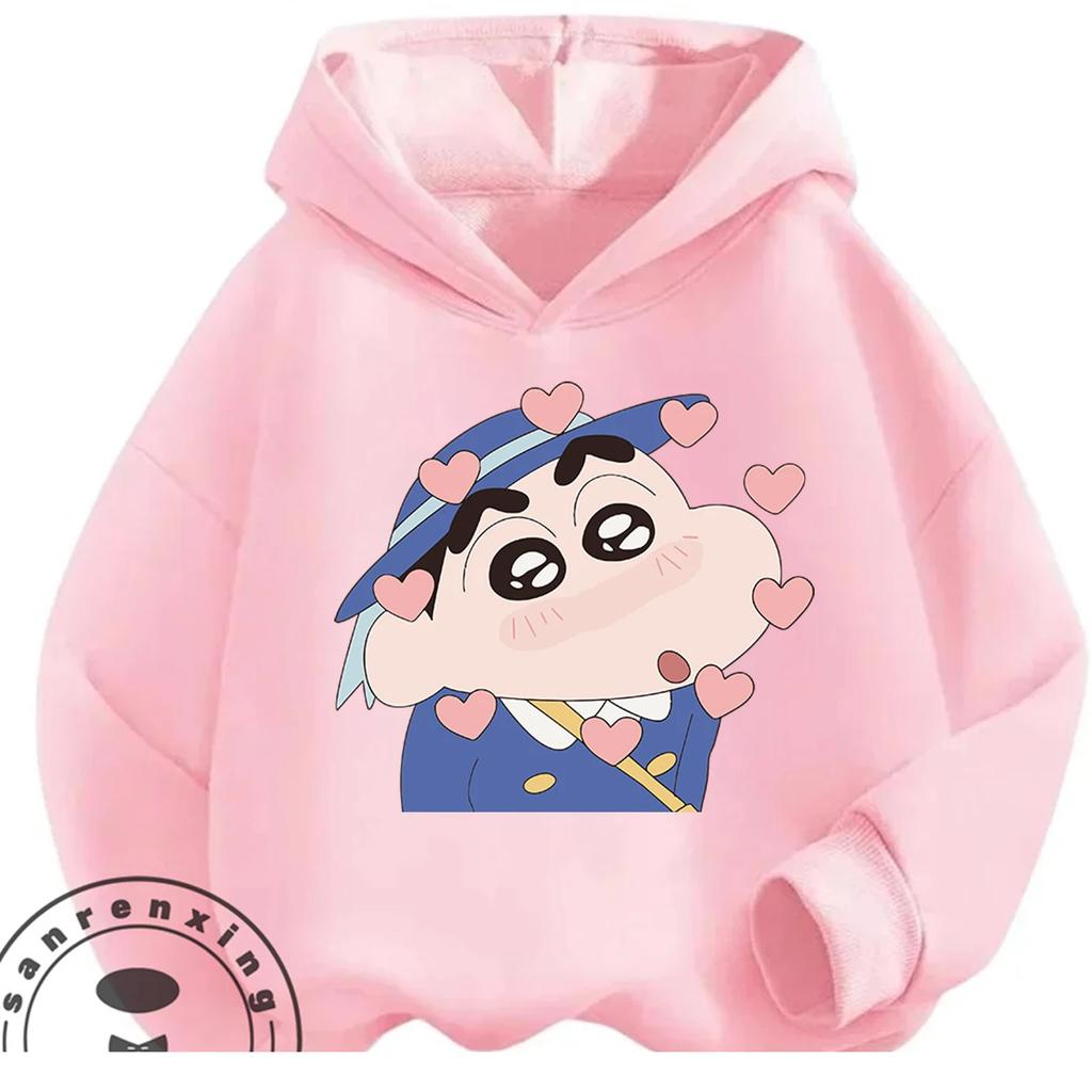 Autumn Winter Warm Hoodie Cute Cartoon Print Casual Outdoor Street Fashion Kids Wear Crayon Shin Chan 3 14