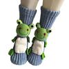 1 Pair Winter Socks 3D Cartoon Animal Socks Knitted Anti-slip Mid-tube Thickened Elastic Keep Warm Floor Socks with Silicone Dot Soles