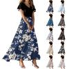 Женское летнее повседневное модное платье с цветочным принтом и V-образным вырезом с коротким рукавом