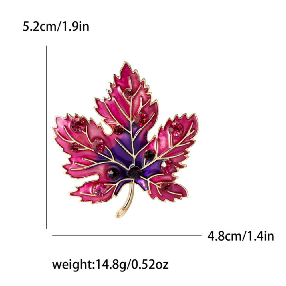 Fashionable maple leaf enamel gem brooch, women's anti-exposure pin, fixed clothes metal buttons, wedding party gifts