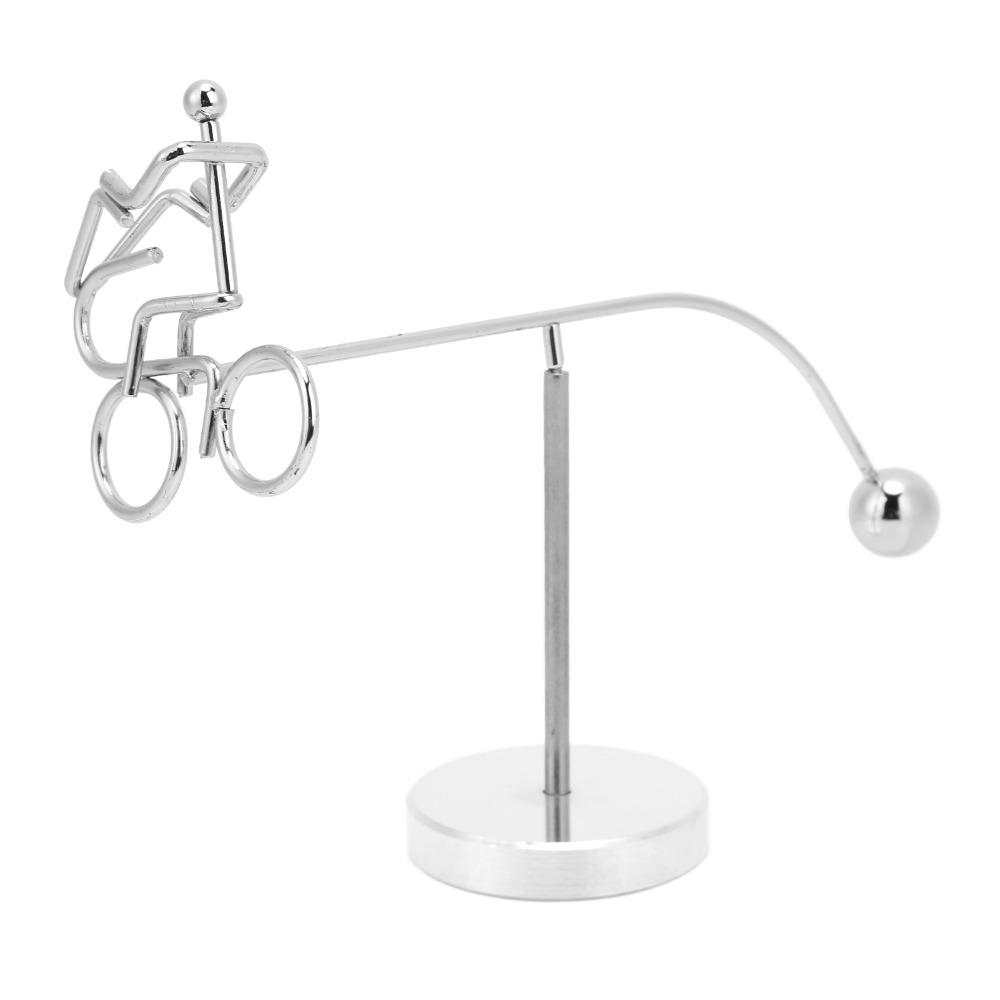 Glossy Metal Finish Metal Balance Sculpture Silver Tone Tabletop Balance Decor Home Decor