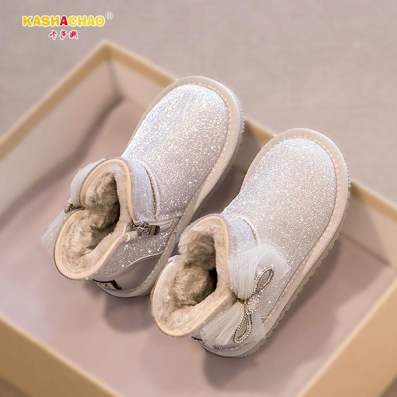 Обувь для девочек зимние сапоги 2025 зима новые теплые на толстом меху детские большие хлопковые ботинки детские сапоги зимние водонепроницаемые