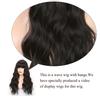 MERISIHAIR Black Wavy Wig for Women, Black Wig with Bangs Long, Heat Resistant Wig Black Bangs Wavy, Synthetic Wig With Bangs,