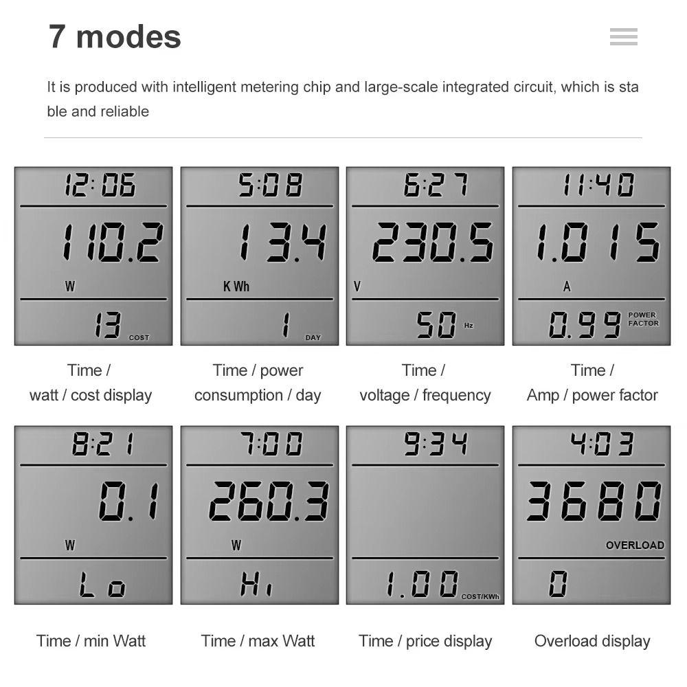 Digital Display AC Power Meter 220V 110V Energy Meter Digital LCD Wattmeter Home Energy Use
