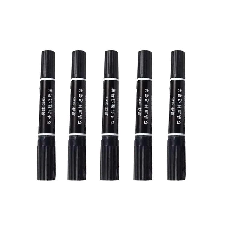 5 шт. Черные Красные Синие Масляные Маркеры Двусторонние Перманентные Маркеры 2 мм/6 мм Водонепроницаемые Быстросохнущие Маркеры для Канцелярских Товаров