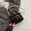 Women Mini Handbags Autumn Winter Versatile Pearls Chain Crossbody Bags New Solid Color Lipstick Coin Purse