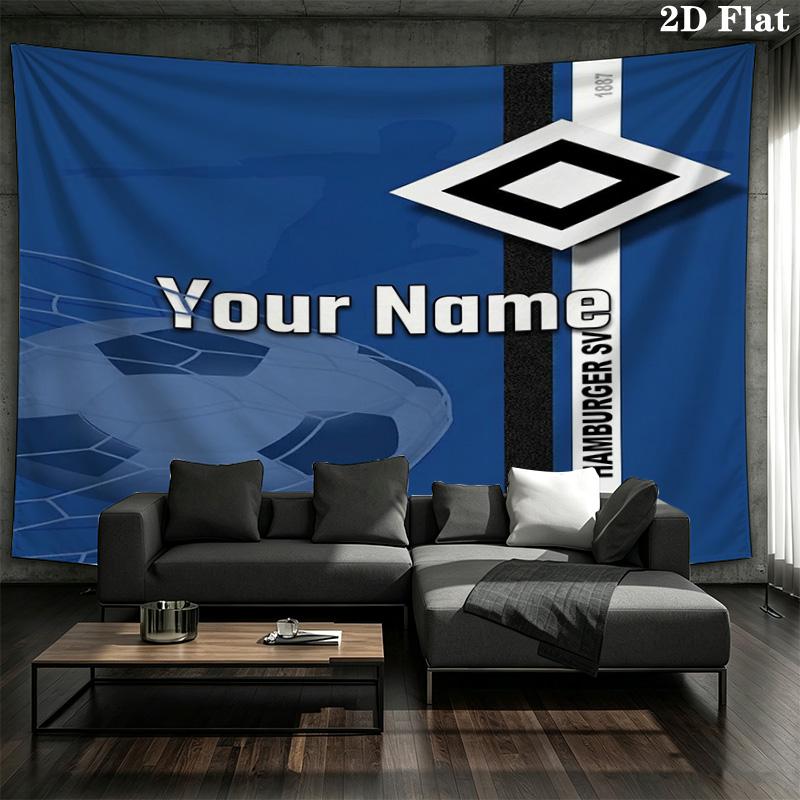 Blue Diamond Emblem Custom Name Wall Tapestry Aesthetic Wall Hanging Printed Fabric Blanket Decorative Tapestries For Bedroom Living Room Home Decor