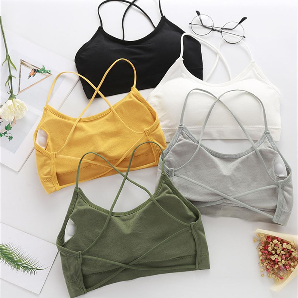 Cross Beauty Backless Undershirt With Bra Pads Wrap Chest Anti-glare Busting Bottoming Underwear Girls