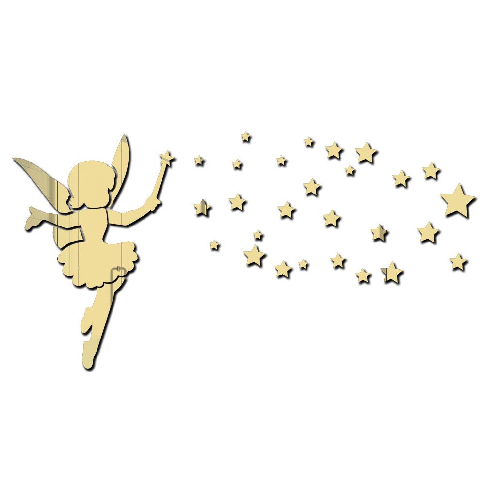 Акриловая фея волшебная палочка звезда трехмерное хрустальное зеркало наклейка спальня гостиная креативное украшение самоклеящаяся наклейка на стену