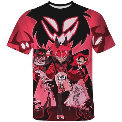 Детские футболки Hazbin Hotel Prited Летняя футболка с коротким рукавом для мужчин и детей Горячая модная уличная одежда для взрослых и детей