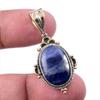 Natural Sodalite Gemstone 925 Solid Sterling Silver Two Tone Pendant 1.50" V6o10