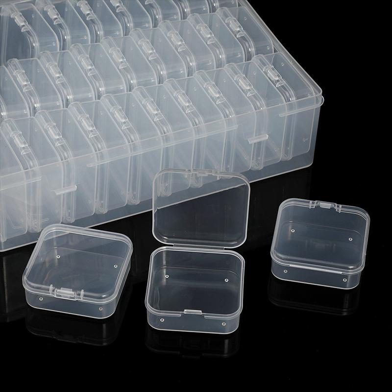 Маленький прозрачный пластиковый органайзер для бисера, контейнеры для хранения бисера и страз с откидной крышкой для хранения мелких предметов, рукоделия, ювелирных изделий