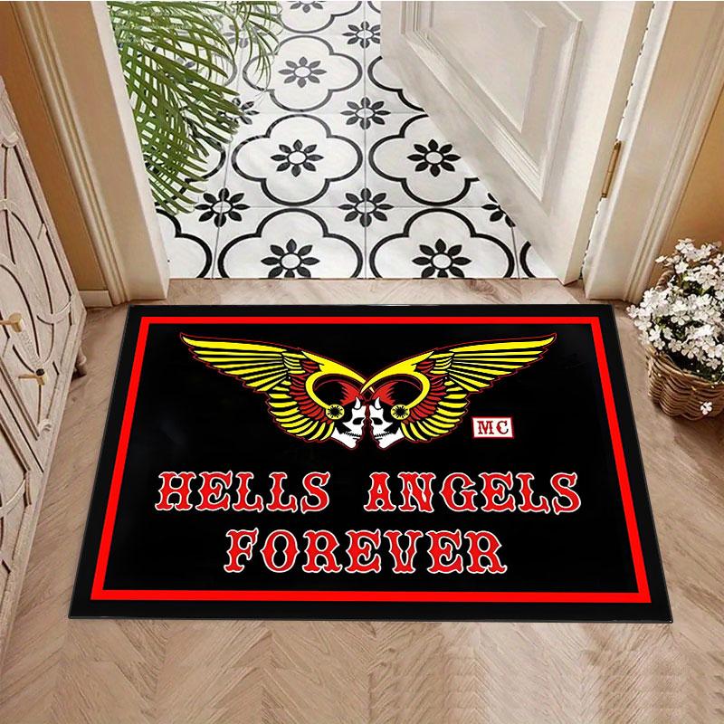 Hells Angels Motorcycle-Themed Rug, suitable for living room, bedroom, game room, computer room and home décor.