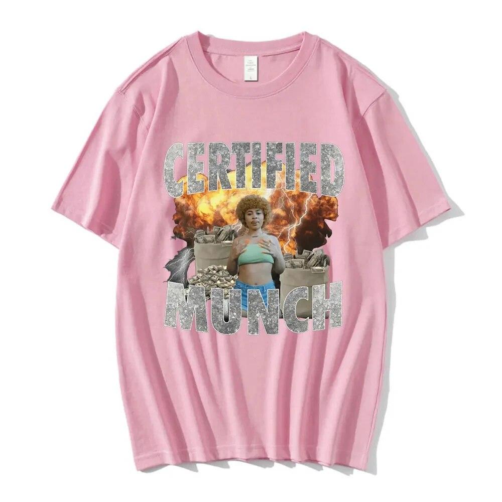 Сертифицированные Ice Spice Munch Meme, футболки с графическим принтом, летняя хлопковая футболка, женская футболка унисекс, футболка в стиле хип-хоп, топ унисекс с коротким рукавом