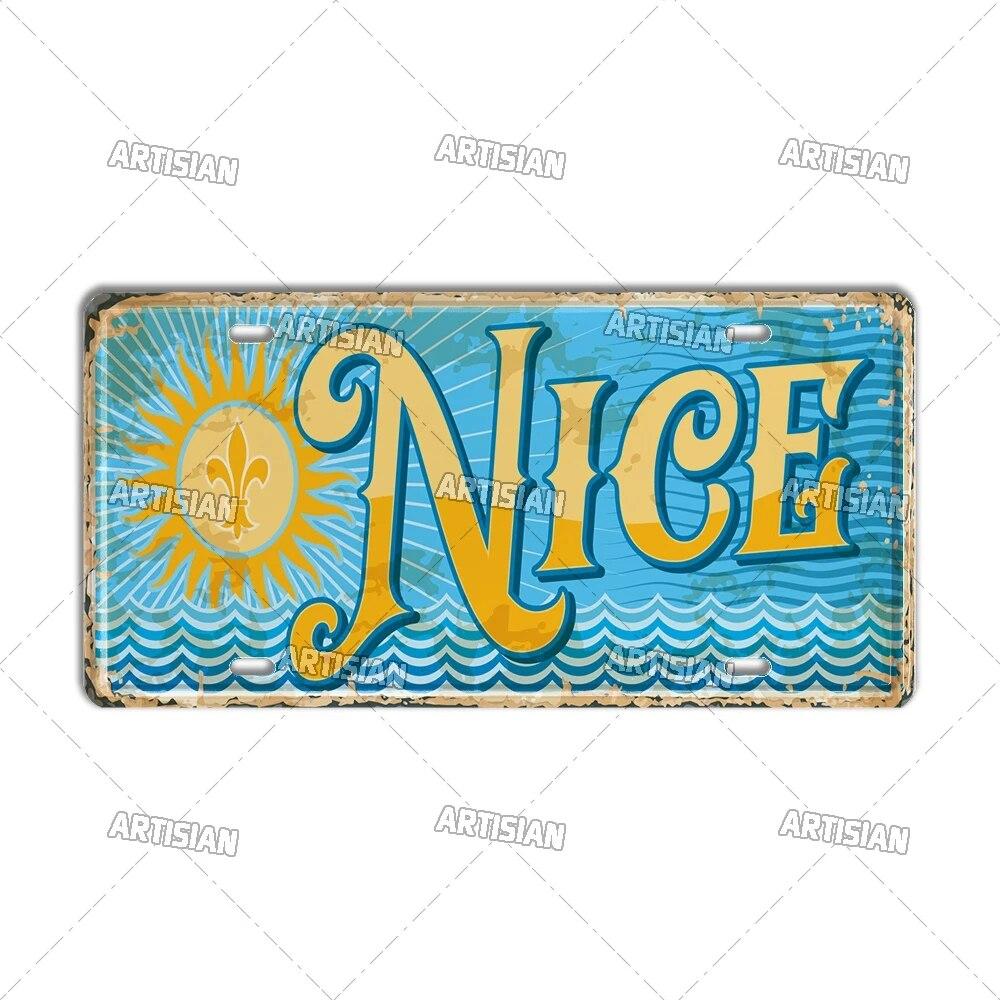 Artisian France Province Ctiy Metal Sign Landmark License Plate Travel Car Plate Decorative Tin Plaque Wall Decor Garage Bar Pub