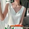 Women's Silk Satin V-neck Acetate Camisole: Ideal Inner Base Layer for Suits, Spring/Summer, Black & White
