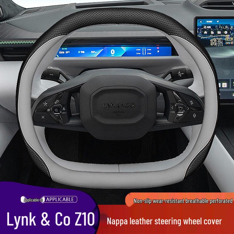 Lynk & Co Z10 Nappa Leather Steering Wheel Cover - Anti-Slip, No-Sew, All-Season Universal Fit