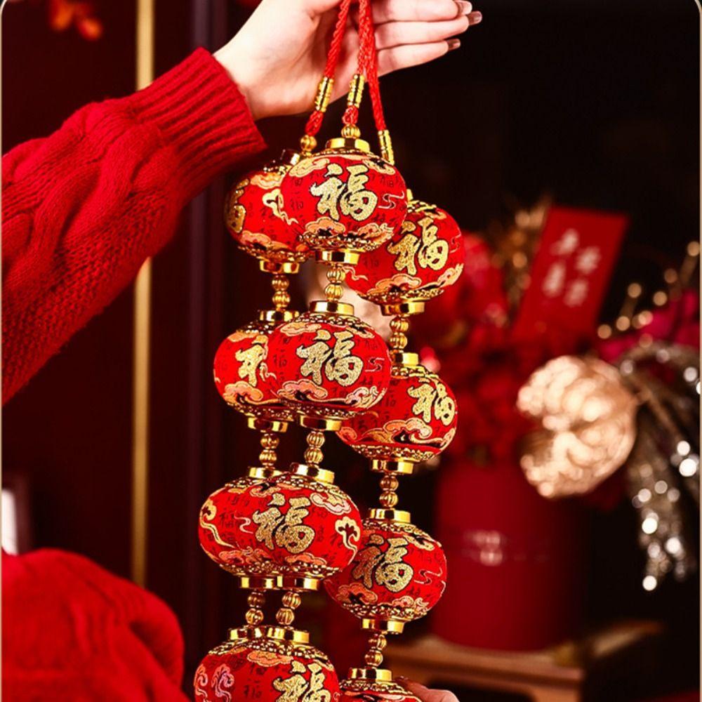 Chinese Style Red Ball Lantern String Fu Character Door Lantern Pendant Wedding