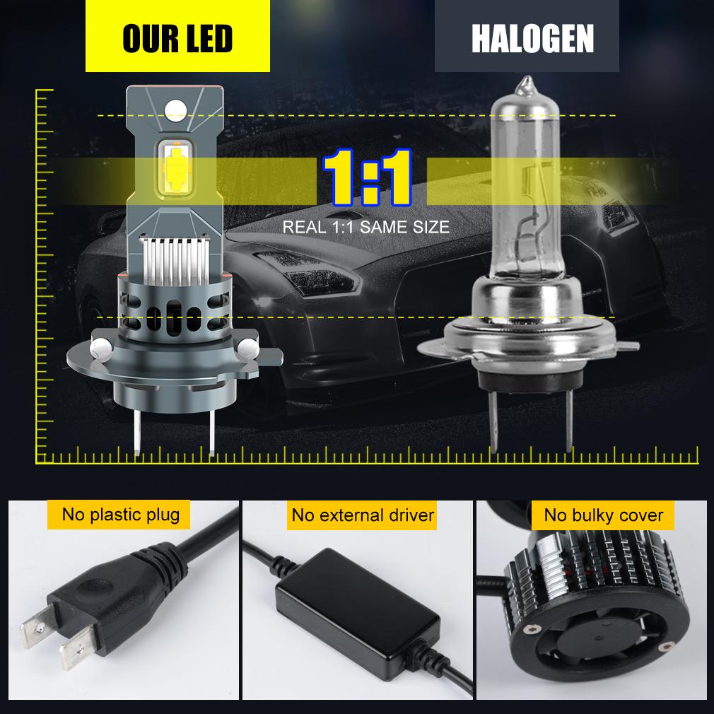 2 шт. 30000LM H7 светодиодные лампы для фар Mini Turbo H4 LED Hi/Lo Beam H11 H8 9005 HB3 9006 HB4 60 Вт автомобильные противотуманные фары фары Auto Plug&Play Lamp 6500K Белый