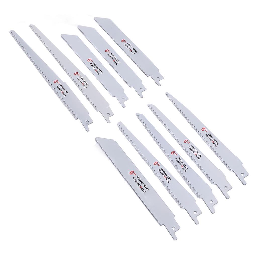 10 штук Пилки для сабельной пилы Набор ассорти пилок для лобзика для обрезки дерева резки металла 6 TPI
