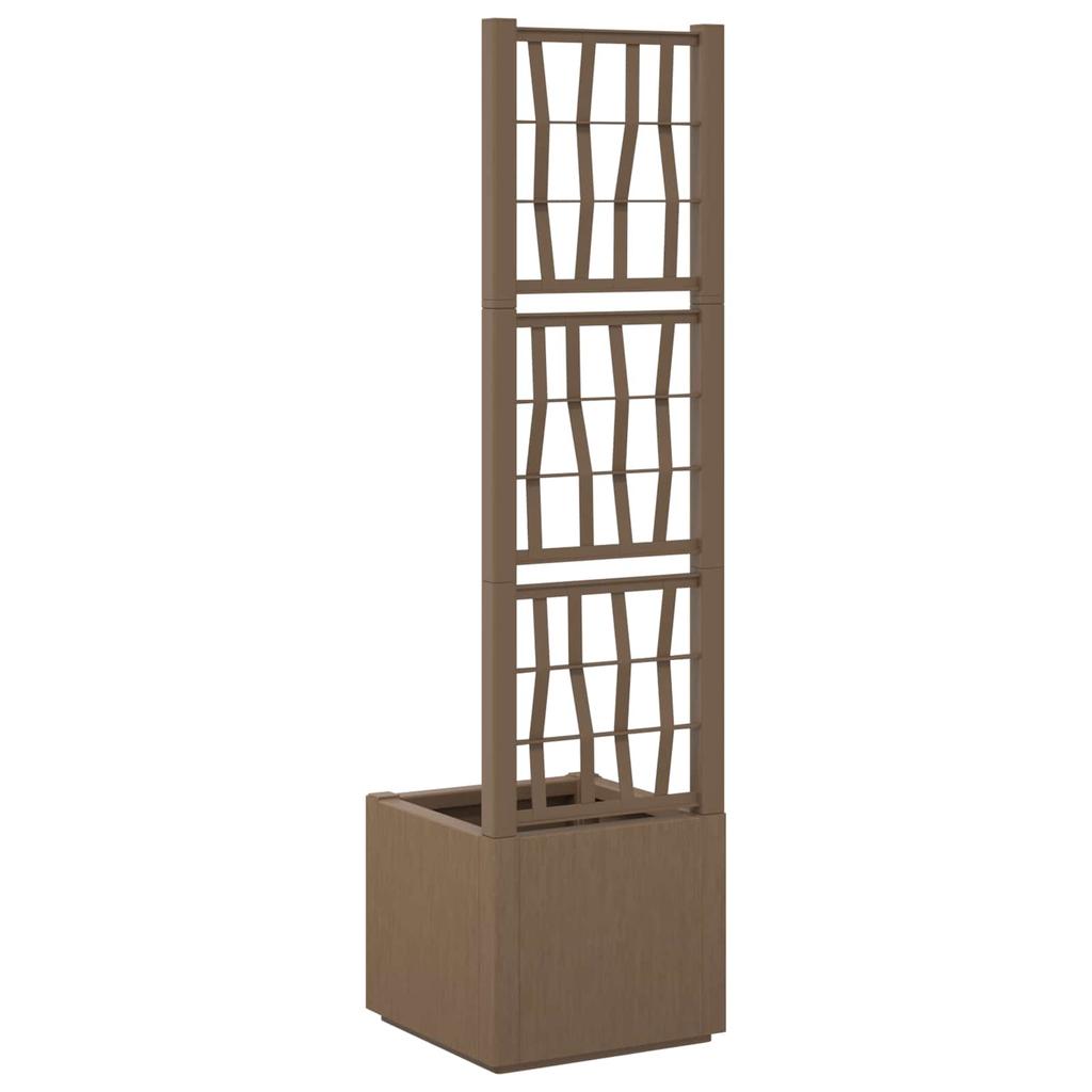 Garden Planter with Trellis Brown 36 x 36 x 140 cm PP