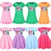 5155 Kids Girls Christmas New Year Mira Zoey Rumi Printed Ruffle Short Sleeves Casual Dress