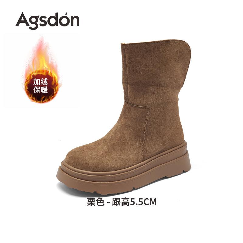 Augustine platform snow boots women's 2025 new winter piled thickened cotton shoes folded two wear fluffy short boots