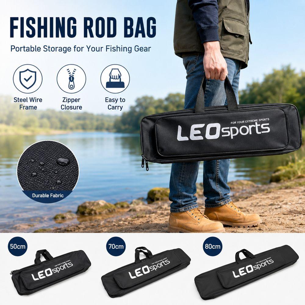 Zipper Closure Fishing Rod Bag Larger Capacity Fishing Tackle Storage Bag Angling Accessories