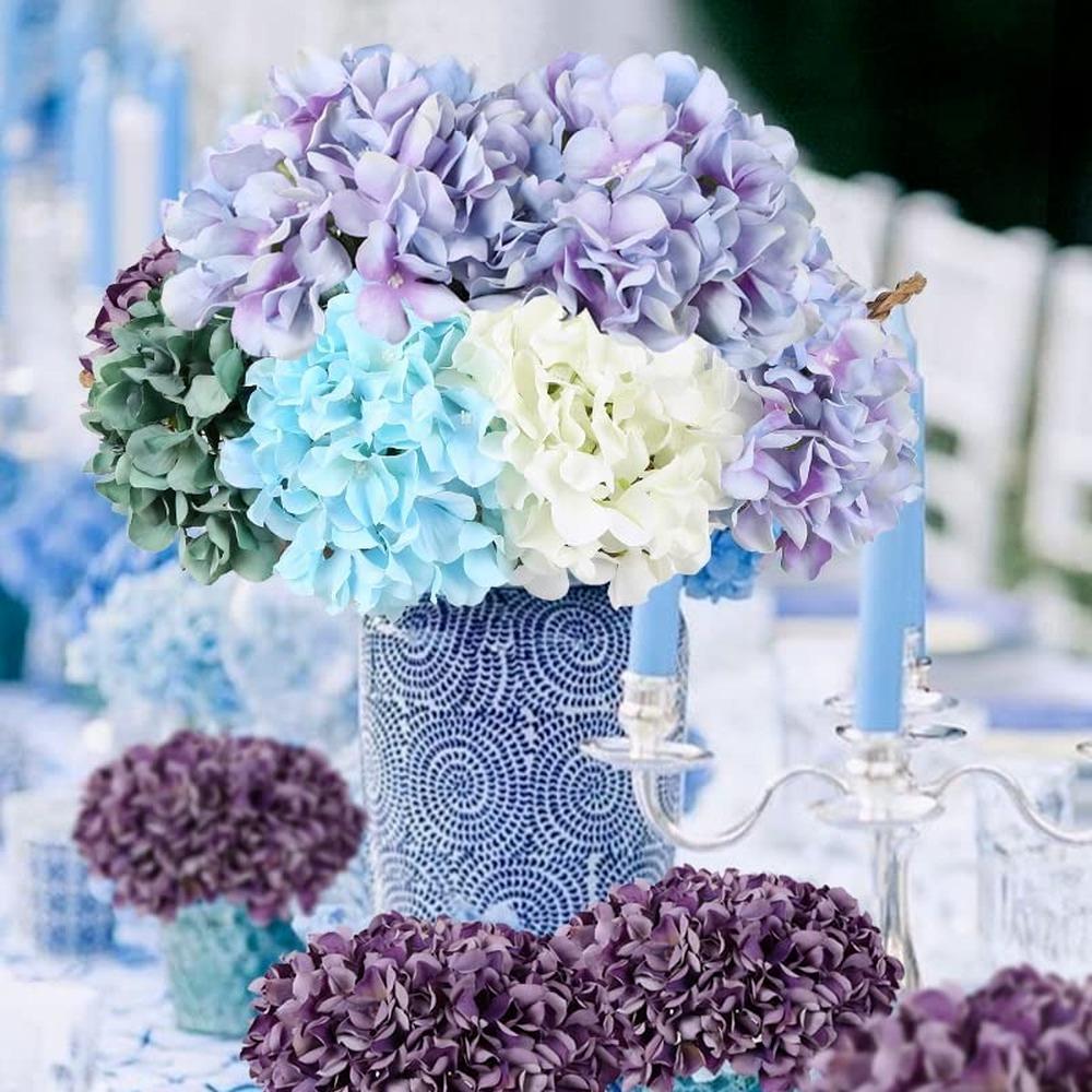 10 Pieces Hydrangea Artificial Flower Silk Flower Simulation Hydrangea Wedding Decor for Dining Table Kitchen Floral Decor