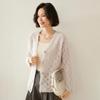 2024 Autumn/Winter Cashmere Cardigan: Button Closure, Leaf Openwork, Loose & Versatile Sweater.