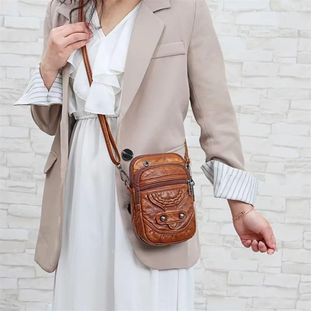 Double Layer Phone Chest Bag Large Capacity Messenger Bag Crossbody Phone Bag Cell Phone