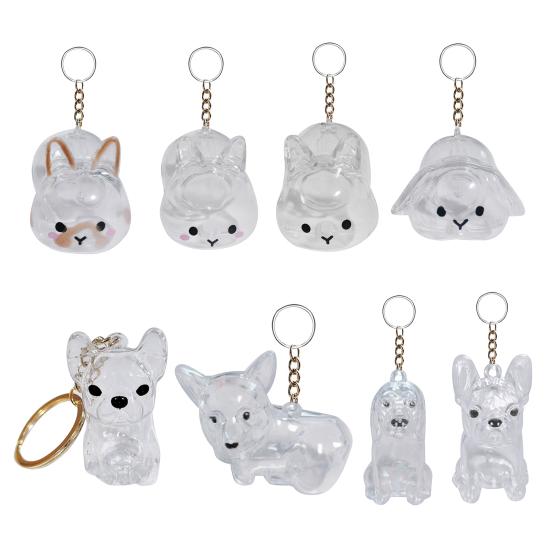 Шарм-брелок для сбора собачьей шерсти Прозрачная капсула для хранения шерсти питомца Памятный кролик Бутылочка-шарм для сбора шерсти питомца с кольцом для ключей Подарок для
