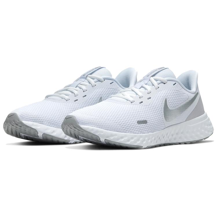 Nike Женские Revolution 5 'Белый Платиновый' (женские размеры) Белые / Чистый платиновый / Серые кроссовки для бега BQ3207 100