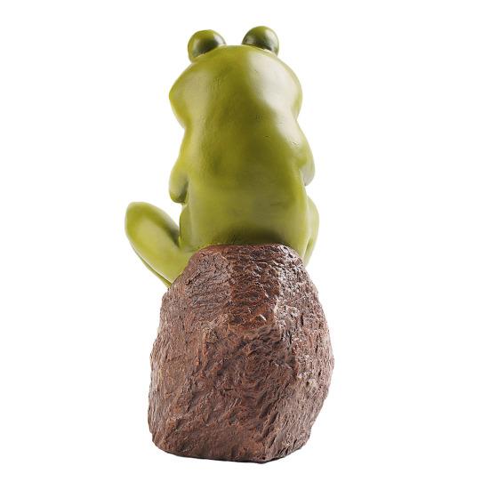 Yousheng спящая лягушка садовая статуя смоляная уличная лягушка украшение водонепроницаемая лягушка на камне фигурка для патио газон двор горшечные растения декор