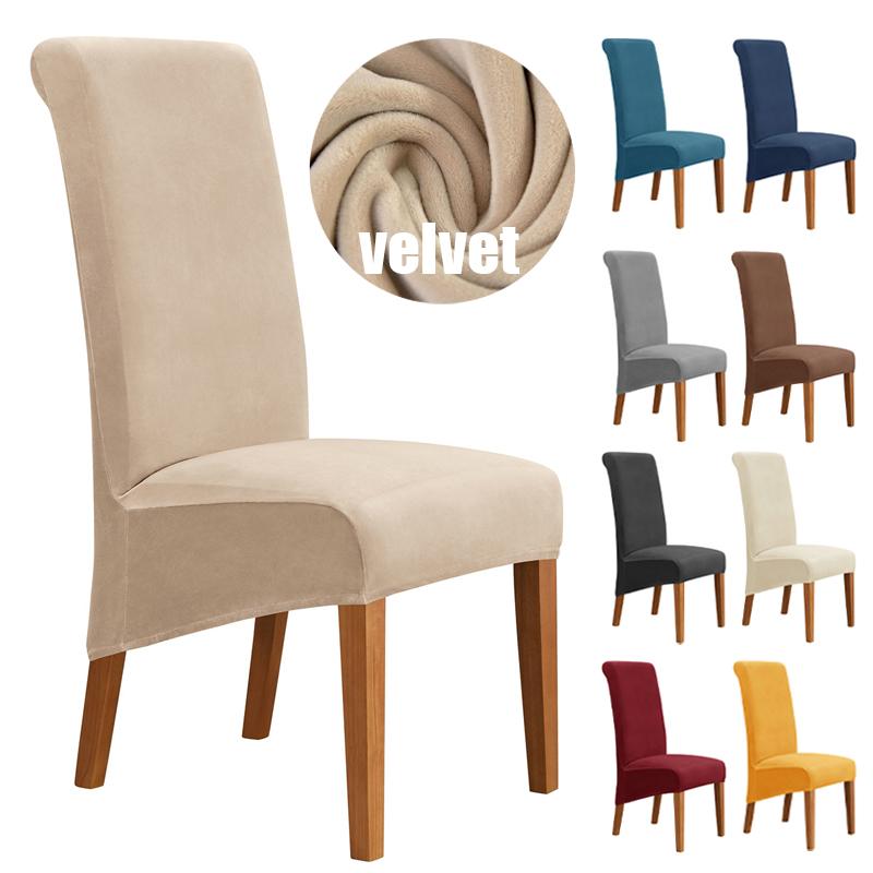 High Back Universal Velvet Chair Cover Stretch Soft Chair Covers For Dining Room Wedding Hotel Home Decor Seat CaseSize