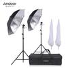 Andoer Off Camera Double Speedlight Flash Shoe Mount Swivel Soft Umbrella Kit 2 * 2m Light Stand +2
