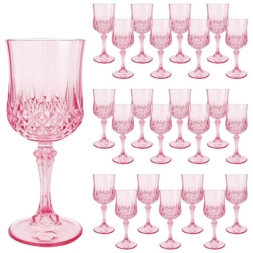 12/24/36 Pcs Champagne Glass 3.09oz Reusable Plastic Wine Glasses Flutes Elegant Pink Wine Glass for Party Wedding and Christmas