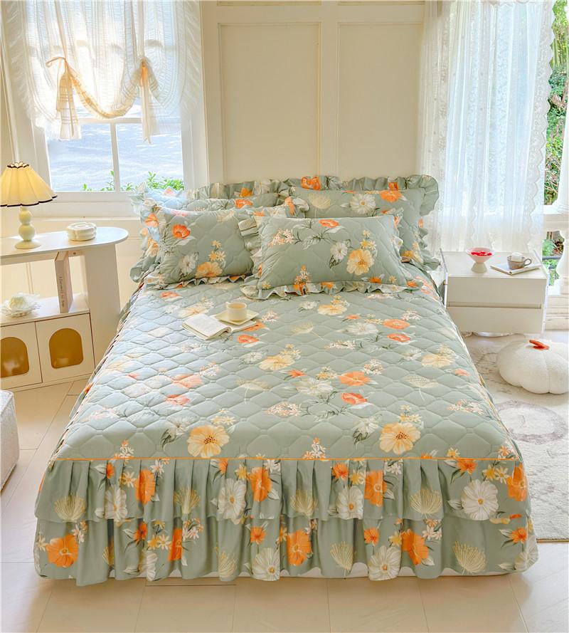 1 шт. Утолщенная Подзорная юбка для кровати в цветочном стиле Постельное белье Двухслойное кружевное покрывало для кровати Домашнее покрывало faldones de cama (Нет наволочки)