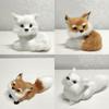 Figurine Plush Fox Doll Toy Mini Squatting Sitting Fox Model Plush Simulation Fox  Birthday Gift