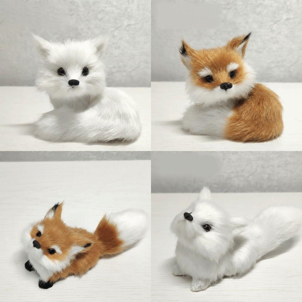 Figurine Plush Fox Doll Toy Mini Squatting Sitting Fox Model Plush Simulation Fox Birthday Gift