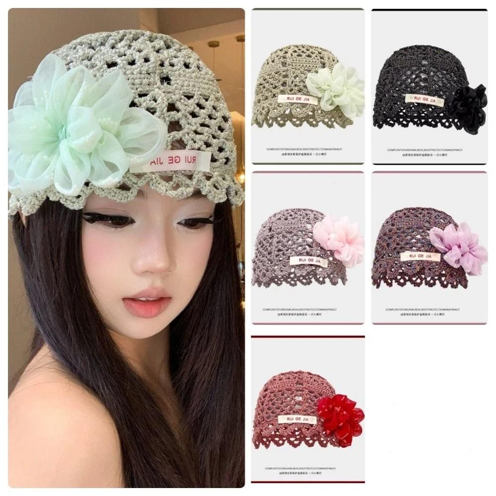 Breathable Hollow Pullover Hats Hollow Out Beret Cap Elegant Beanies Cap Summer