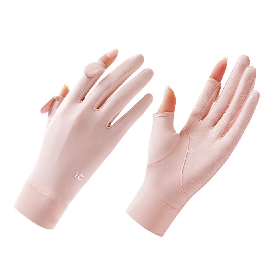 1Pair Summer Sun-protective Gloves Flip Your Fingers To Touch The Screen Breathable Raw Yarn Cycling UV Protection Gloves