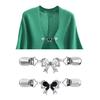 Chic Women Rhinestone Inlaid Bowknot Cardigan Collar Clip Dress Shawl Clasp Pin