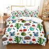 Chic Cactus Bedding Set Queen For Kids Teen Decor Cartoon Green Plants Succulents Duvet Cover Nature Art Floral Comforter Cover
