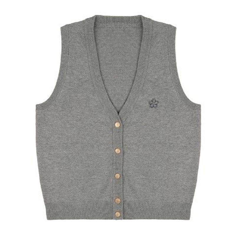 Оригинальный осенний вязаный кардиган-жилет Takinogawa Gakuen - Серый жилет-свитер на весну