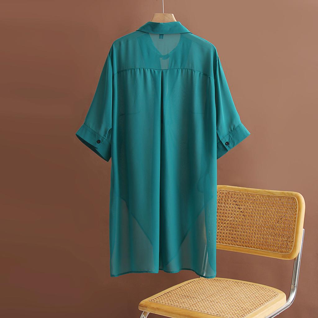 DIMANAF Женская блузка больших размеров, длинные рубашки, большие размеры, летние элегантные офисные женские топы, туника, свободная повседневная однотонная женская одежда 2024