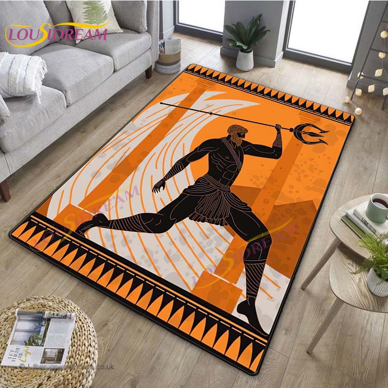 3D Египетский ковер «Древний всадник», греческий ковер, ковер Древнего Египта для гостиной, спальни, кухни, греческий домашний декор, нескользящий напольный коврик