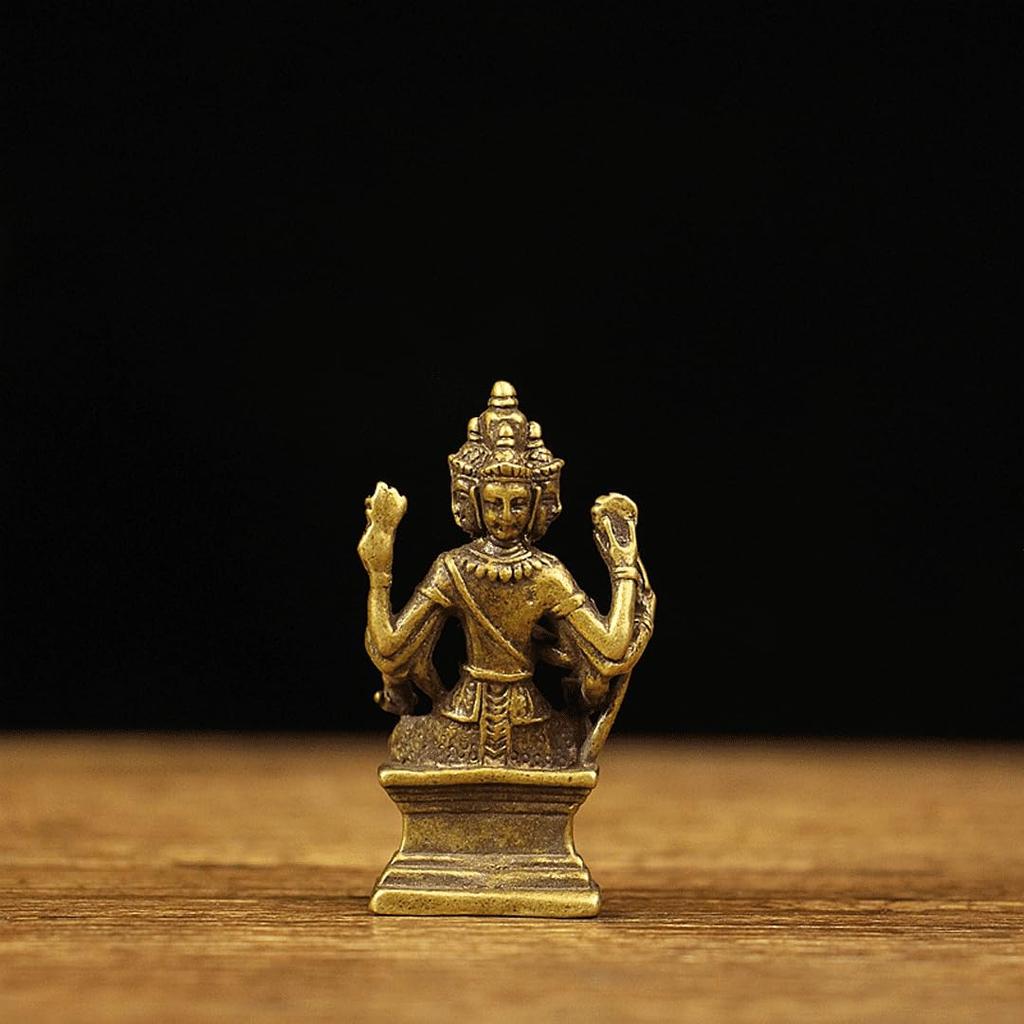 Статуя Будды Брахма Миниатюрная статуя Будды Металлическая статуя Украшение Статуя Будды 5.5см (Будда из латуни/расписанный) [DFJLWKE]